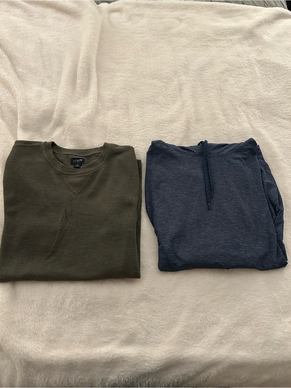 J. Crew Olive Waffle-Knit Crewneck and Navy Sweatshirt Set